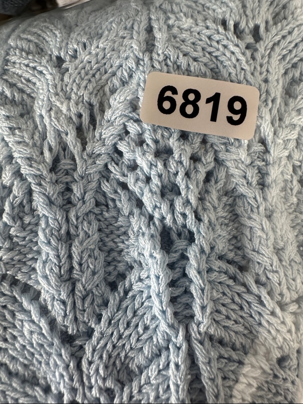 Ronny Kobo Crochet Knit Tank Dress Sleeveless V-Neck Maxi Column Blue Medium - Picture 13 of 13
